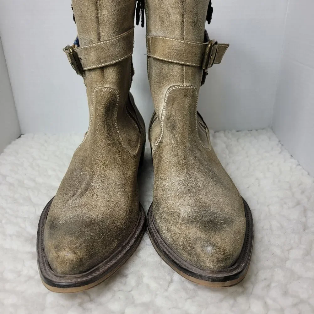 Mark Nason Skidway Dragon Rock Boots Mens Size 10.5 Brown Suede Shoes Rare.Boot